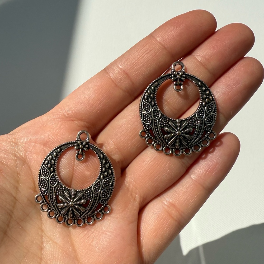 Chandelier connectors for earrings Silver Set of 2 Tibetan silver - Picture 4 of 4